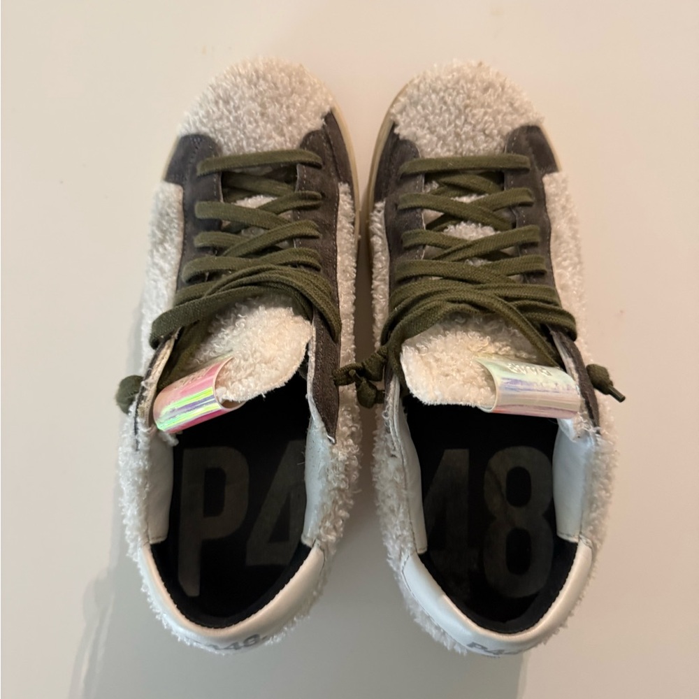 P448 Olive and Cream Sneakers